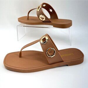Larroude Milan Jelly Thong Tan Sandals Women Size US 6/7